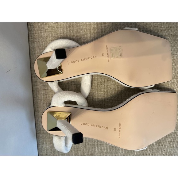 Good American Women's White Terry High Heel Slide Sandals Size 10 New In Box - Picture 7 of 11
